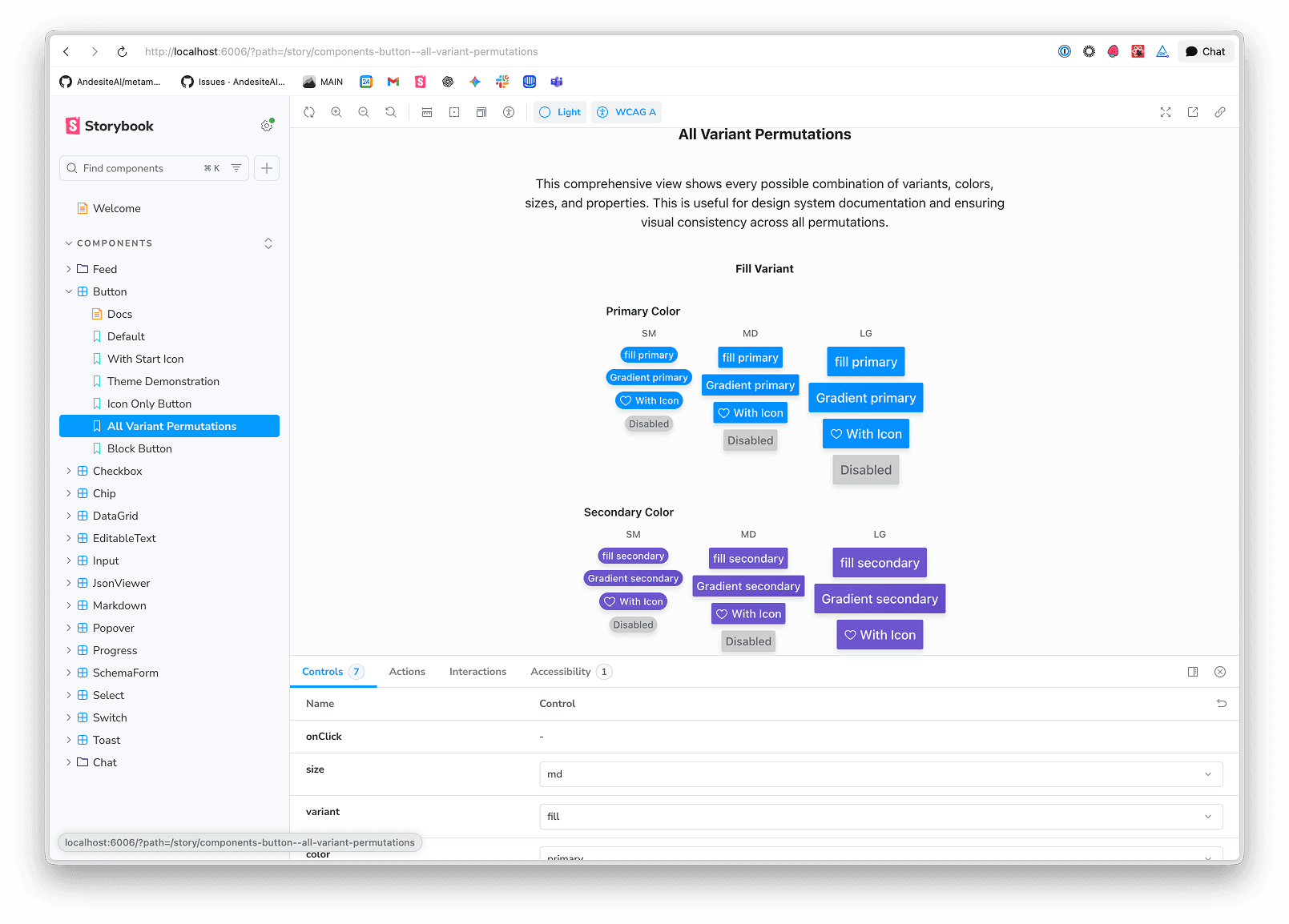 Button component variants